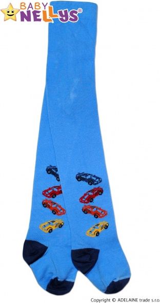 Baby Nellys Bavlněné punčocháče Baby Nellys ®  - 4 autička sv. modré, vel. 80/86 80-86 (12-18m) - obrázek 1