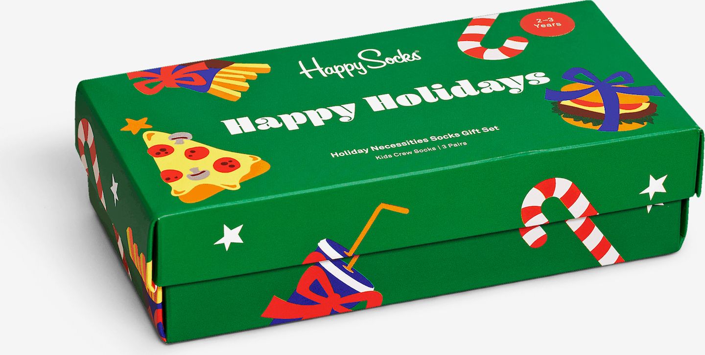 Sada tří párů černých, modrých a červených ponožek s vánočním motivem Happy Socks   - 27-30 - obrázek 2