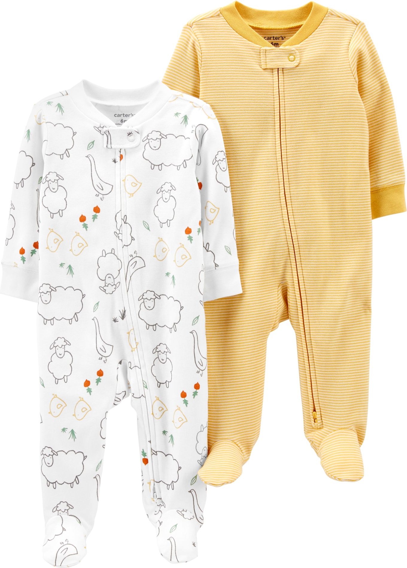 CARTER'S Overal na zip Sleep&Plays Yellow Farm neutrál LBB 2ks NB, vel. 56 - obrázek 1
