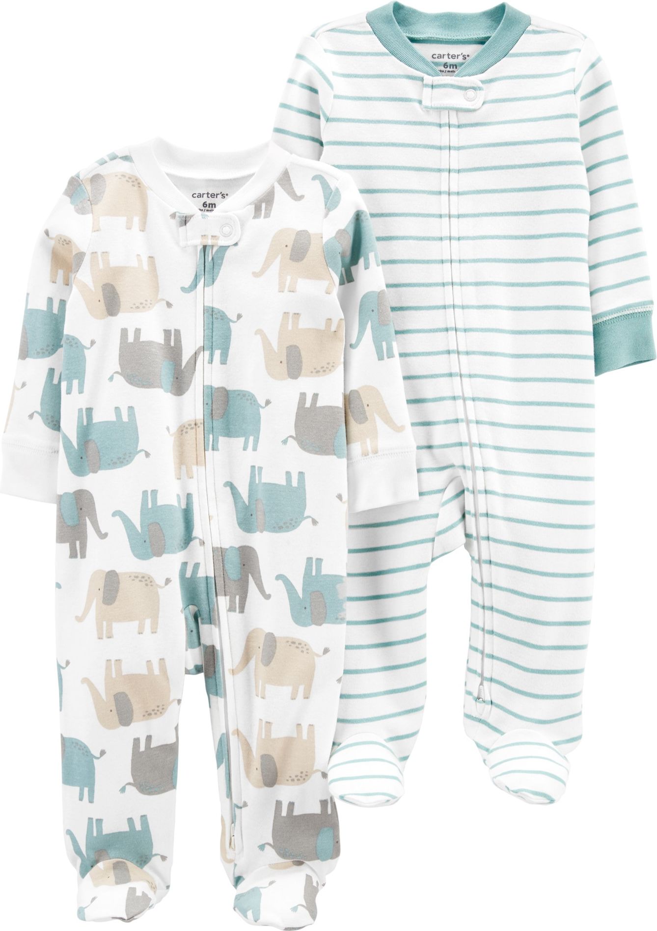 CARTER'S Overal na zip Sleep&Plays Elephant and Stripes neutrál LBB 2ks PRE, vel. 46 - obrázek 1