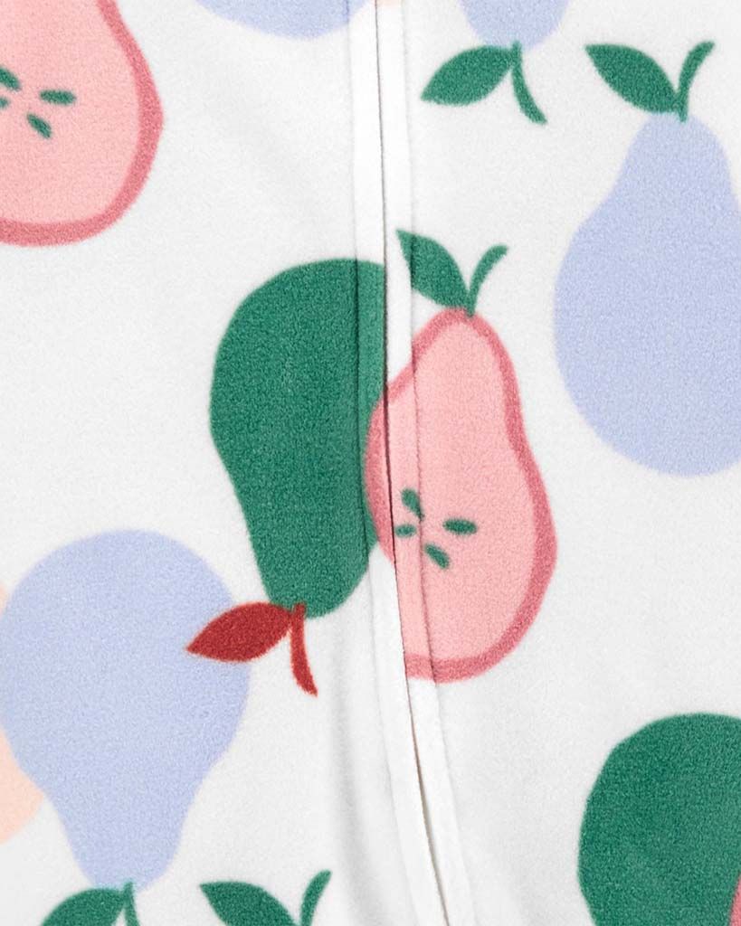 CARTER'S Overal na zip fleece Sleep & Play White Pears dívka NB - obrázek 2