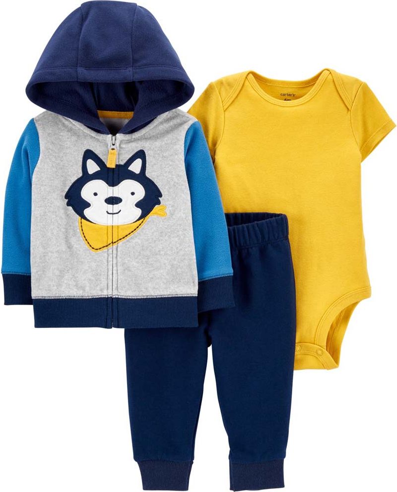 CARTER'S Set 3dílný mikina, tepláky, body kr. rukáv Grey Wolf chlapec 3m - obrázek 1