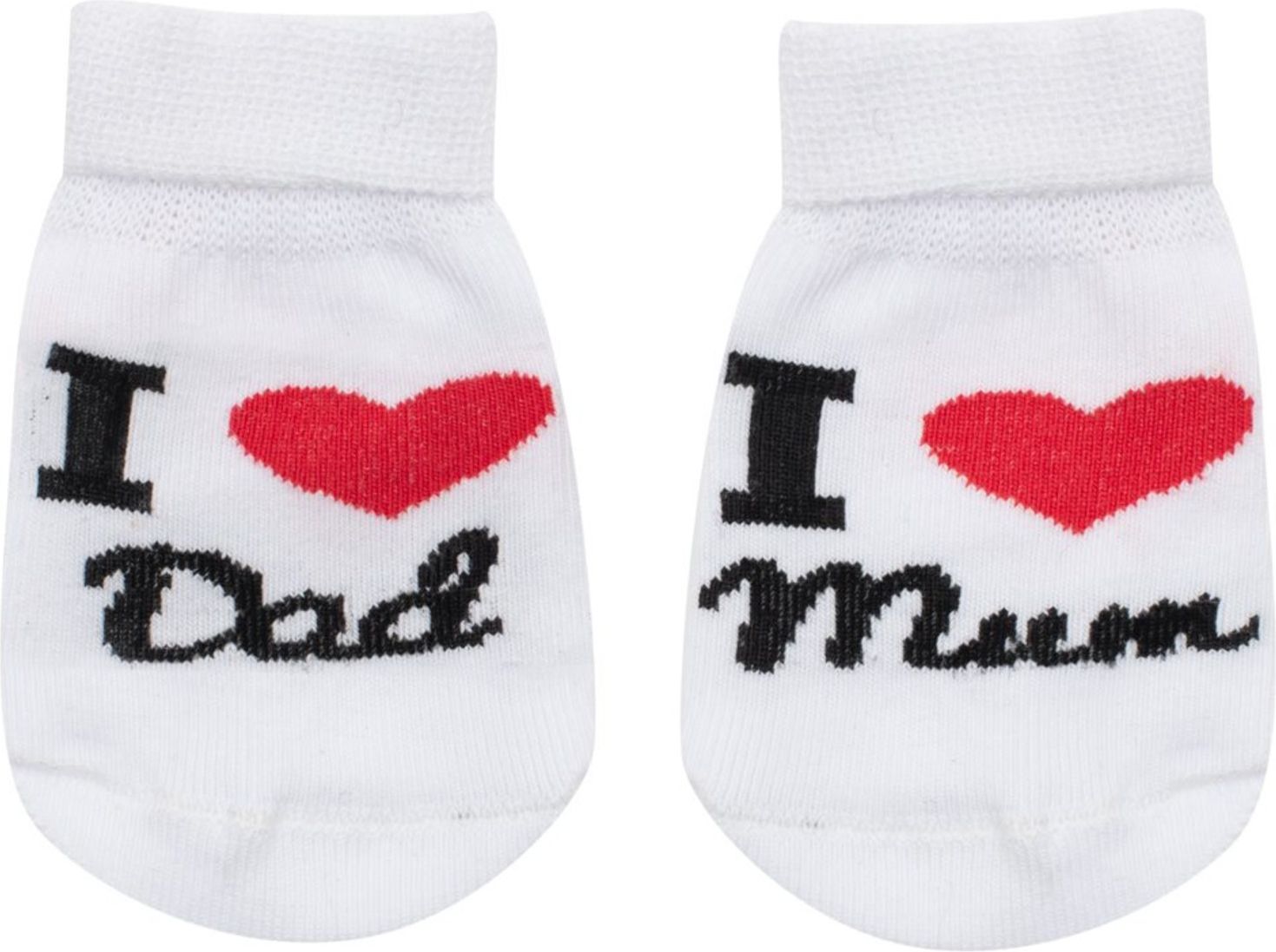 Kojenecké bavlněné ponožky New Baby I Love Mum and Dad bílé - obrázek 1