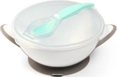 Miska plastová s přísavkou - MÁTOVÁ LŽÍČKA bílo-šedá - BabyOno - obrázek 1
