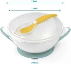 Miska plastová s přísavkou - MÁTOVÁ LŽÍČKA bílo-šedá - BabyOno - obrázek 4