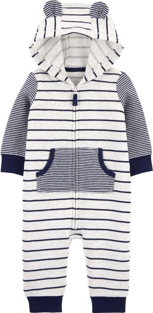 CARTER'S Overal na zip fleece přechodný Blue Stripes chlapec NB - obrázek 1