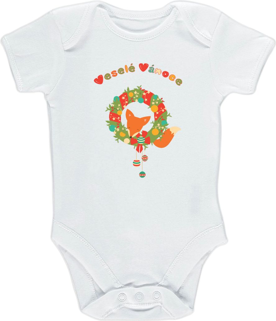 Kojenecké body Ellie Bee, krátký nebo dlouhý rukáv, barva bílá, motiv "Veselé Vánoce" Velikost: 0 - 3 měsíce (56 - 62cm), Rukáv: dlouhý - obrázek 3