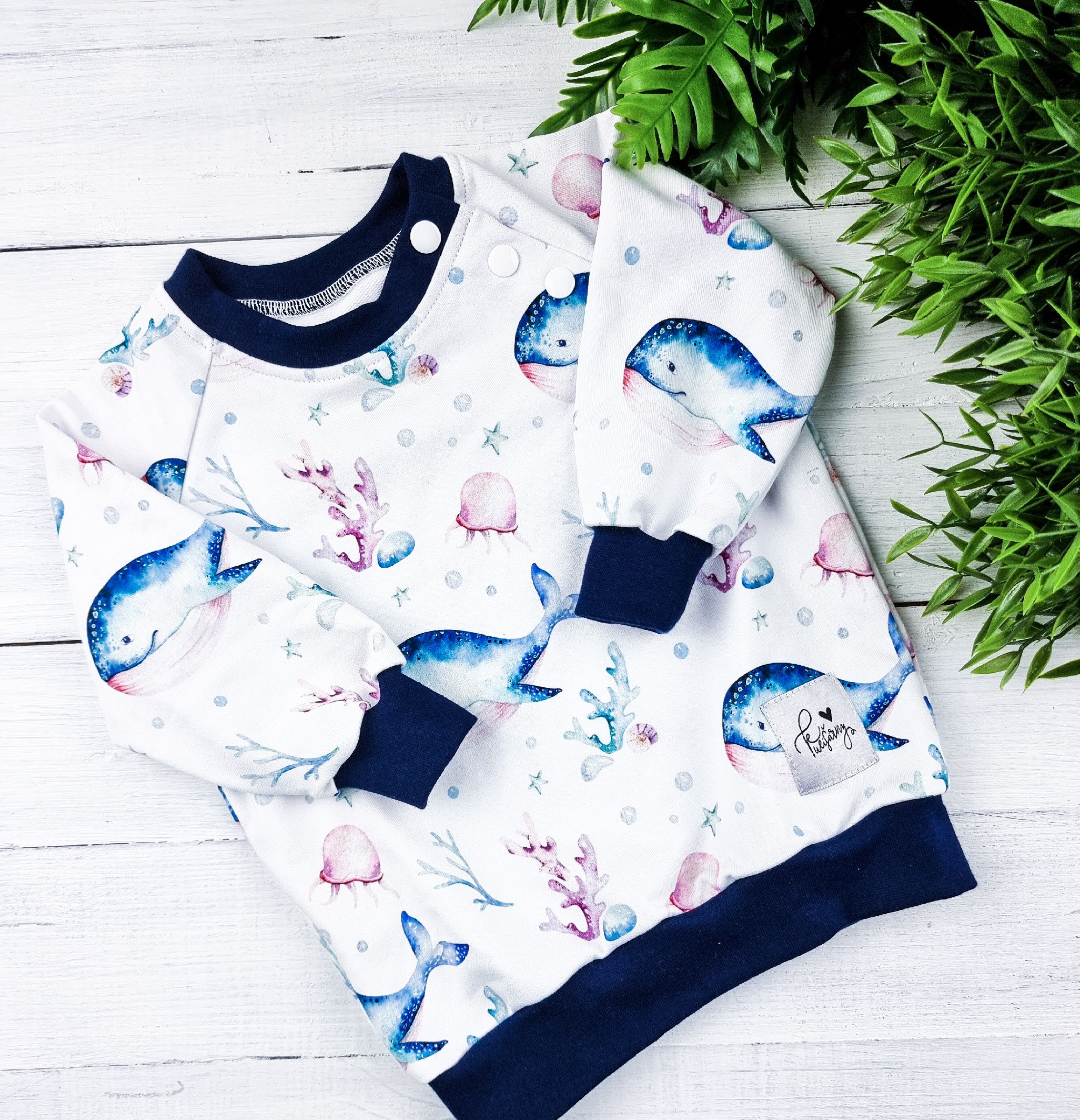 Kulišárny (handmade) Mikina basic ,,OCEÁN,, navy VELIKOST: 56 - obrázek 1