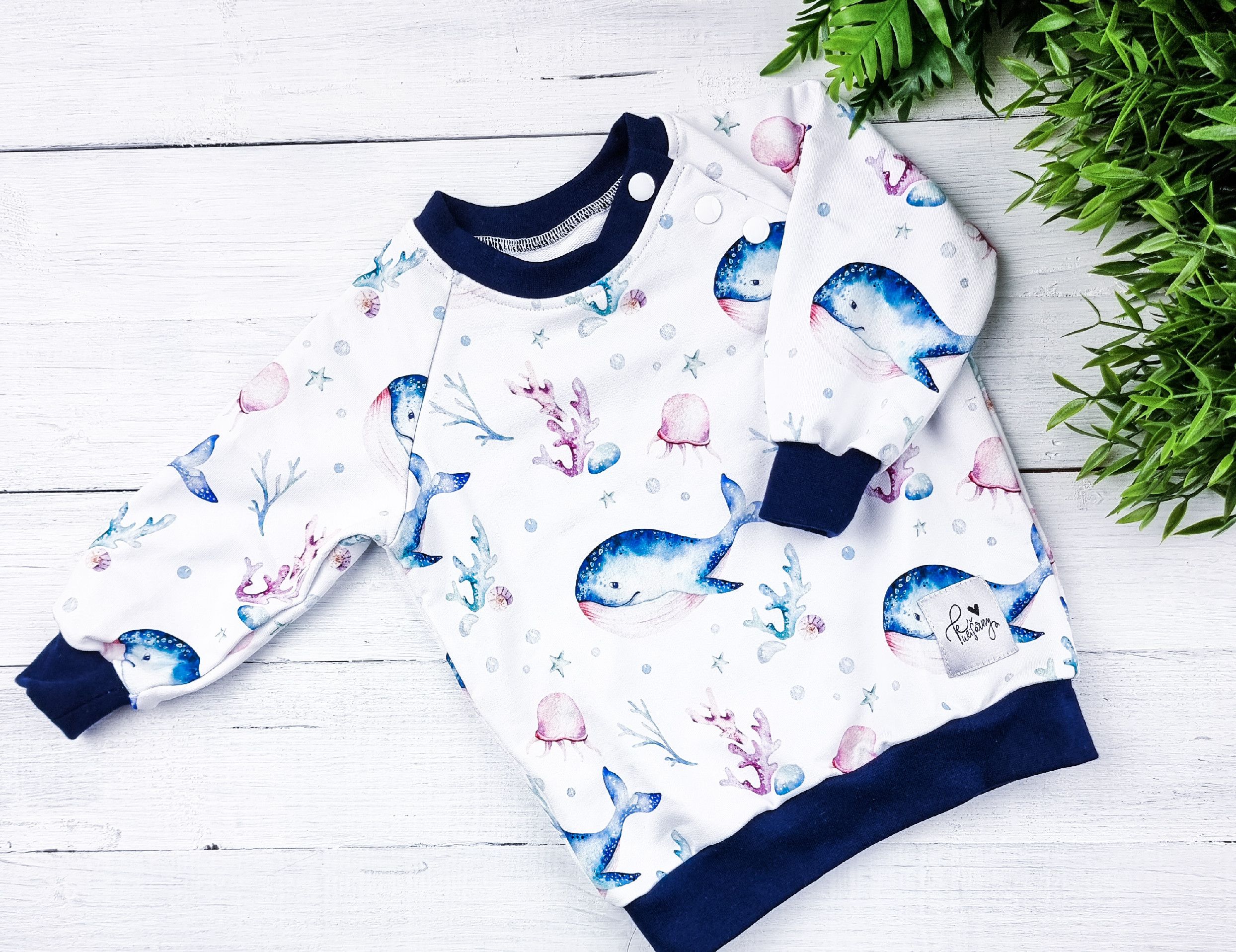 Kulišárny (handmade) Mikina basic ,,OCEÁN,, navy VELIKOST: 56 - obrázek 2