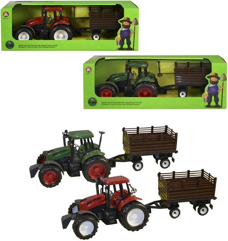 Made Traktor s přívěsem, na setrvačník, 40 cm - obrázek 1
