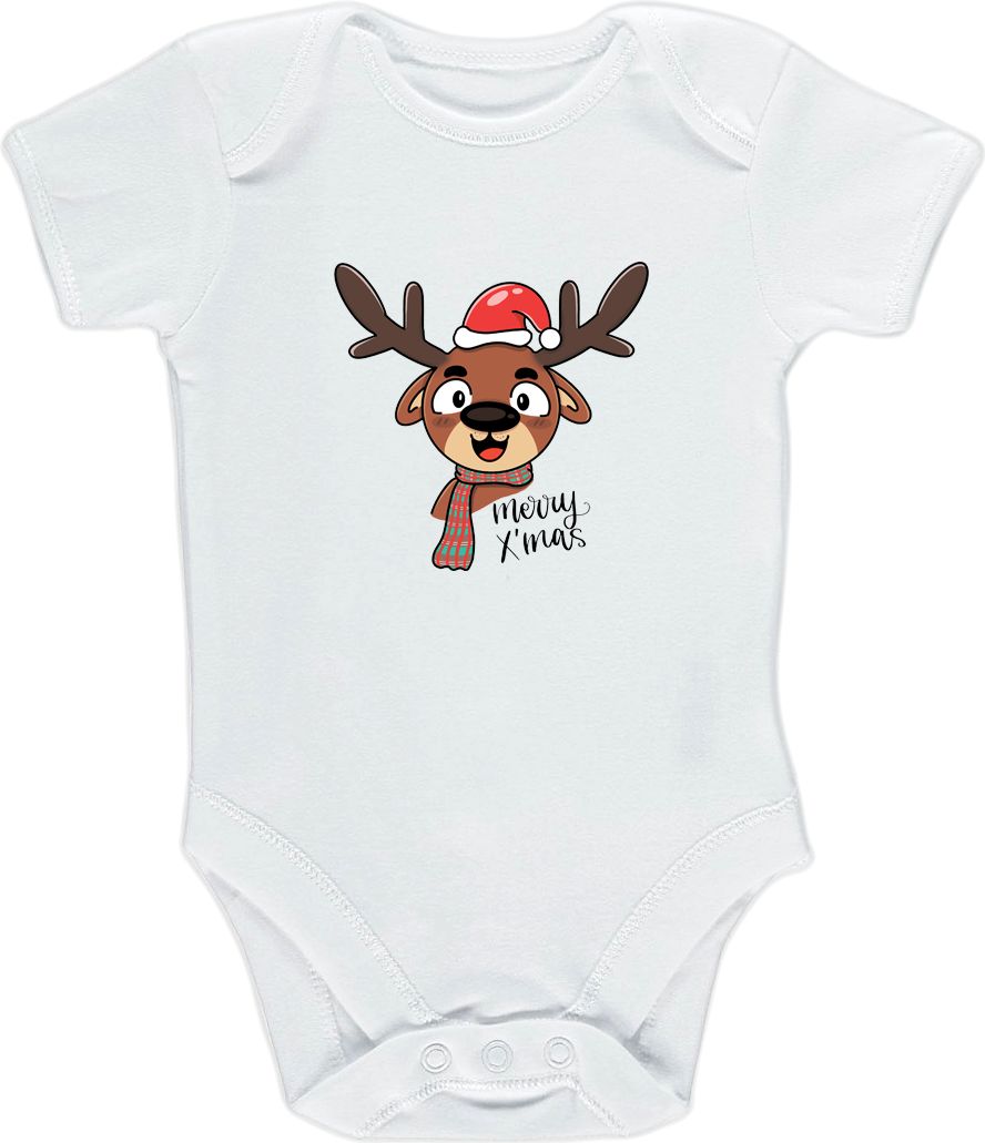 Kojenecké body Ellie Bee, krátký nebo dlouhý rukáv, barva bílá, motiv "Merry X'mas" Velikost: 0 - 3 měsíce (56 - 62cm), Rukáv: dlouhý - obrázek 3