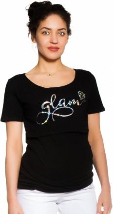 Be MaaMaa Těhotenské/kojicí triko Glam - černé, Velikosti těh. moda XL (42) - obrázek 1