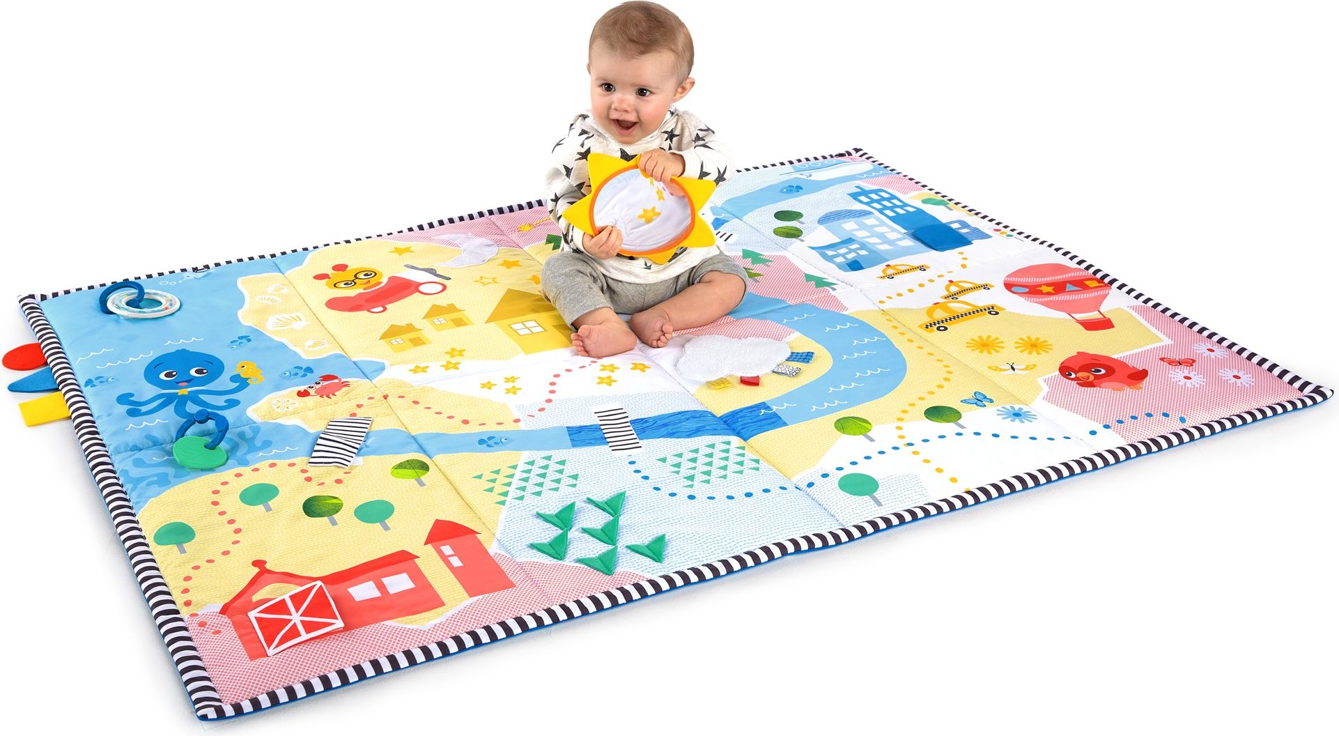 BABY EINSTEIN Podložka na hraní plyšová extra velká 147x104 cm Sea & City, 0m + - obrázek 2