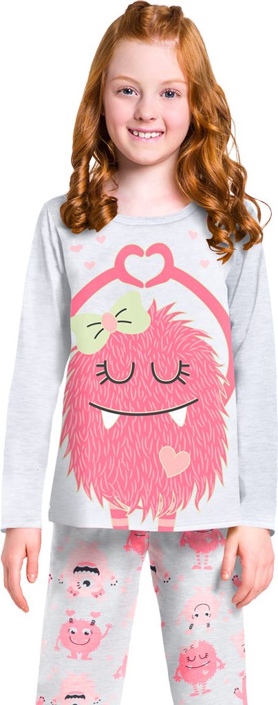 Dívčí hřejivé pyžamo KYLY LOVE MONSTER šedé Velikost: 98 - obrázek 5