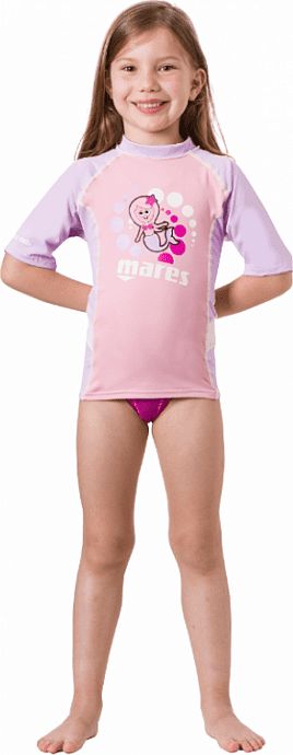 Mares Dětské lycrové triko RASHGUARD KID - GIRL růžová XL (6-7 let) kr. rukáv - obrázek 1