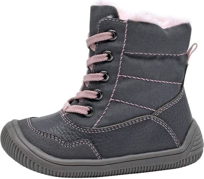 Protetika dívčí zimní kotníčková barefoot obuv Lesy 26 šedá - obrázek 1