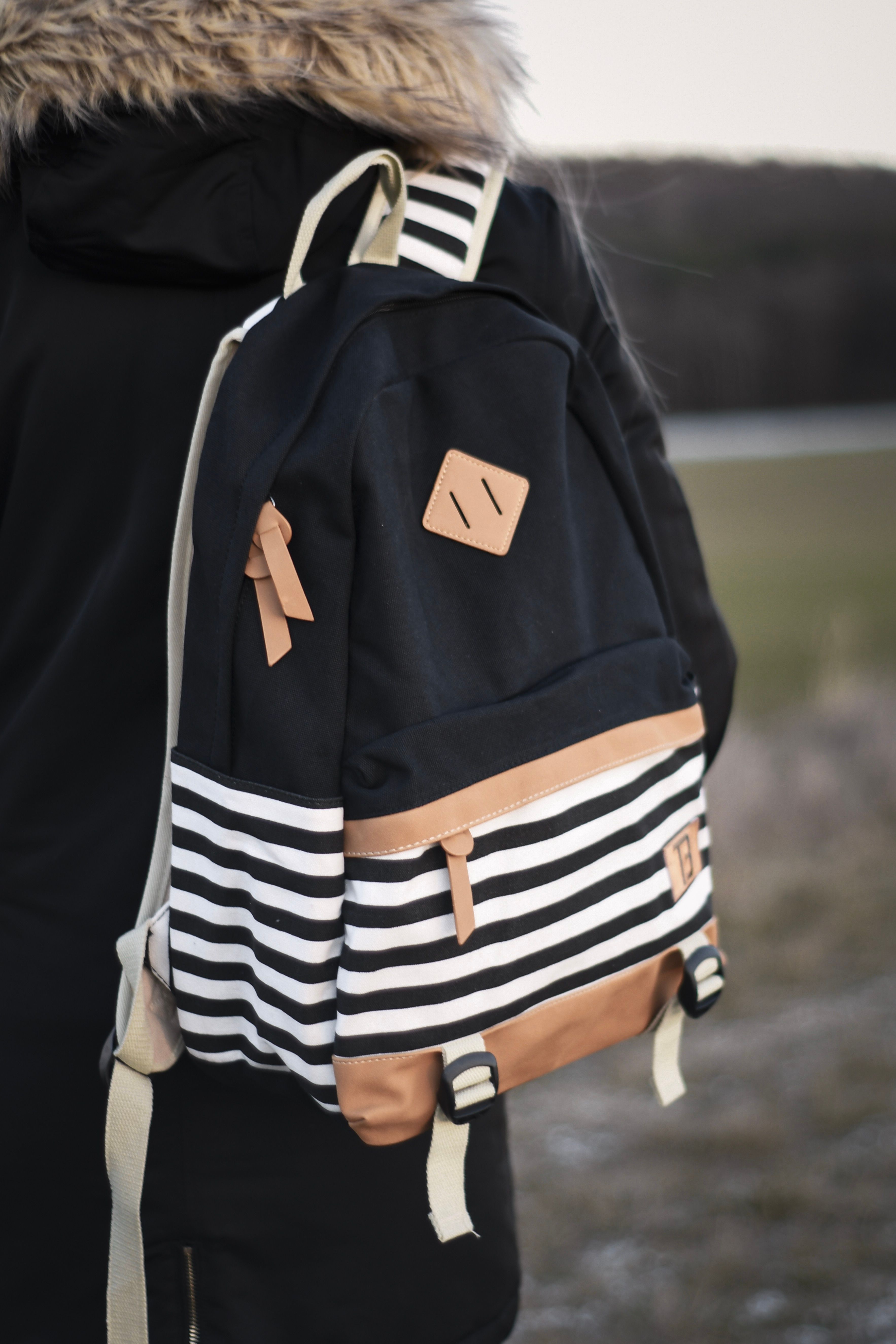 Dámský studentský batoh Canvas TopBags Black Stripe 21 l - obrázek 5