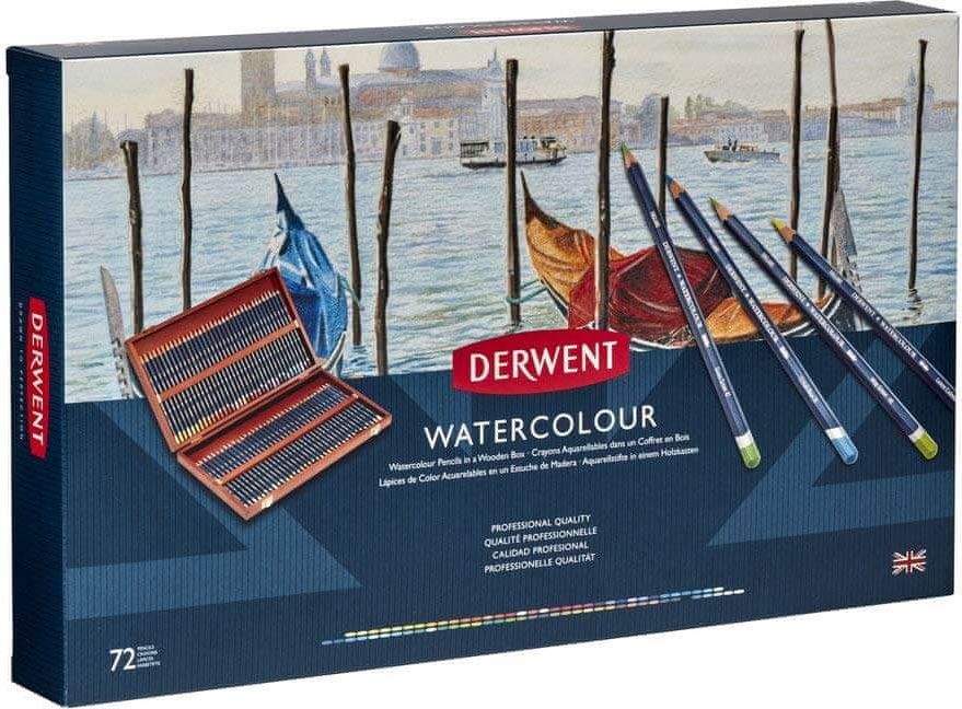 DERWENT DERWENT Akvarelové pastelky Watercolour 32891 dřevěná kazeta 72 barev - obrázek 1