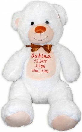 Baby Nellys Plyšový medvěd 100 cm s výšivkou na přání - bílý - obrázek 1