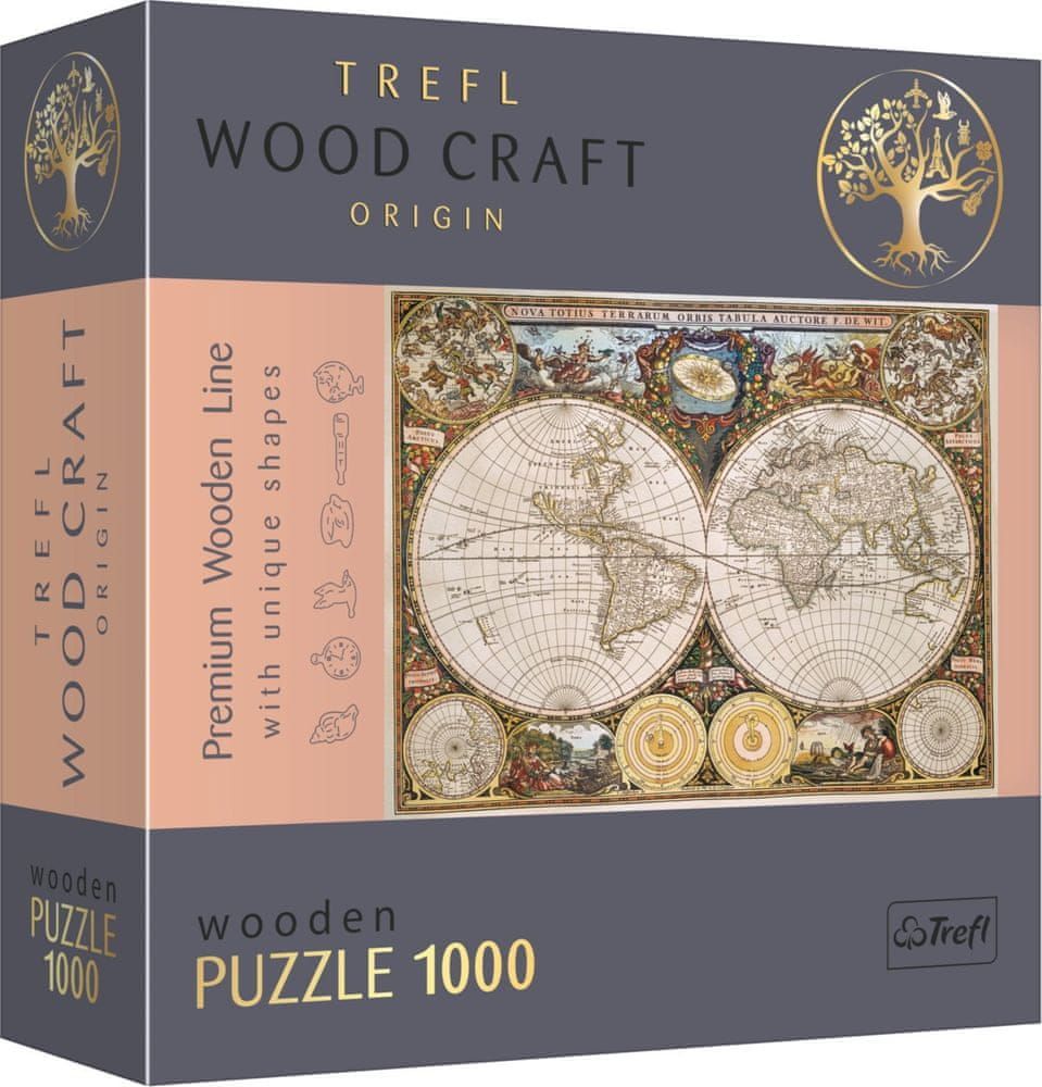Trefl Wood Craft Origin puzzle Antická mapa světa 1000 dílků - obrázek 1