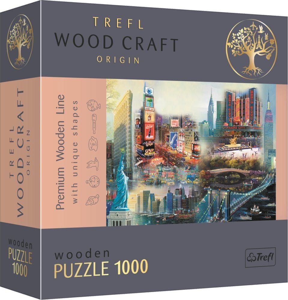 Trefl Wood Craft Origin puzzle Koláž New York 1000 dílků - obrázek 1