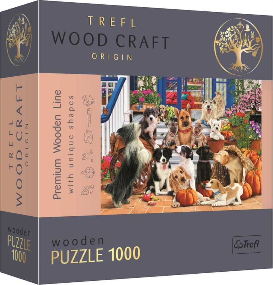 Trefl Wood Craft Origin puzzle Psí přátelství 1000 dílků - obrázek 1