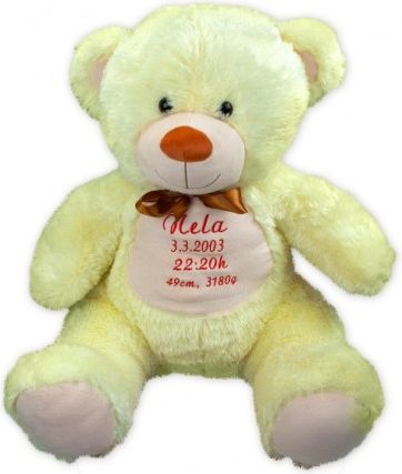 Baby Nellys Plyšový medvěd 100 cm s výšivkou na přání - citronek - obrázek 1