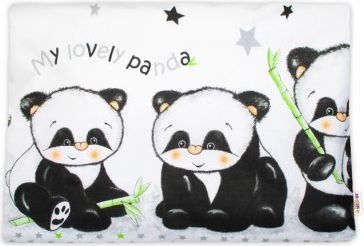 Baby Nellys Povlak na polštářek Panda, 40x60 cm - bílý - obrázek 1