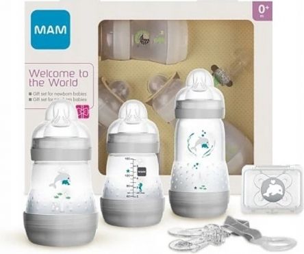 MAM Dárkový set pro chlapečka - Delfínci, šedá - obrázek 1