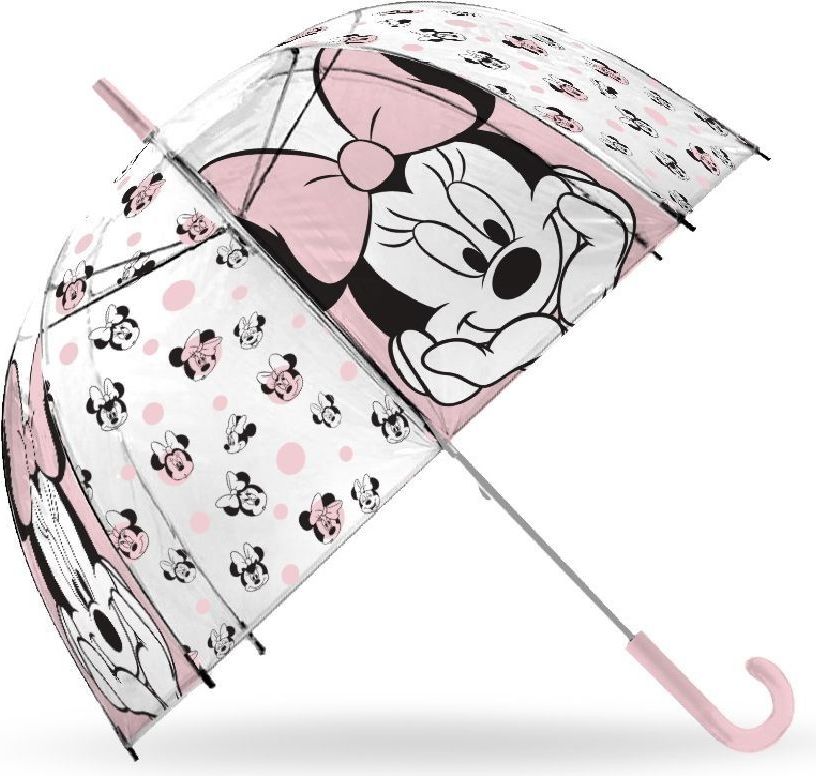 EUROSWAN Vystřelovací průhledný deštník Minnie růžová POE, průměr 70 cm - obrázek 1