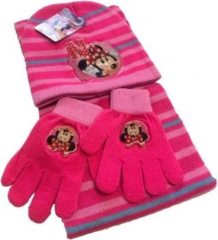 Hollywood Set zimního oblečení - Mickey Mouse - růžová - čepice + šála + rukavice - obrázek 1