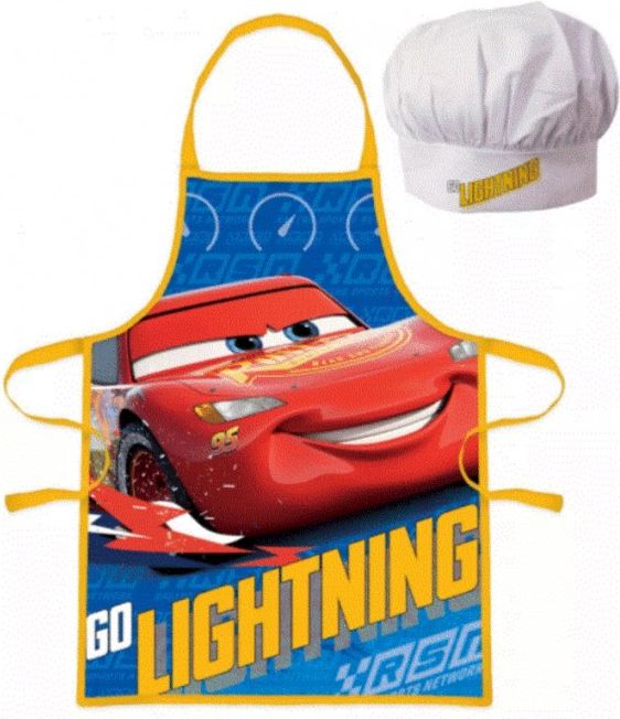 Javoli - Dětská / chlapecká zástěra a kuchařská čepice Auta - Cars - Blesk McQueen - obrázek 1