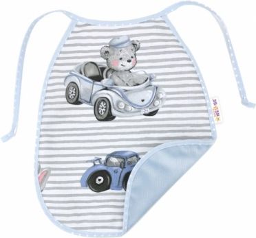 Baby Nellys Dětský oboustranný bryndák, bavlna/velvet, Baby Car - modrý - obrázek 1