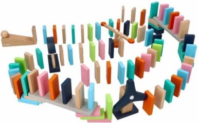 Adam Toys Dřevěné aktivní barevné domino, 128 ks - obrázek 1