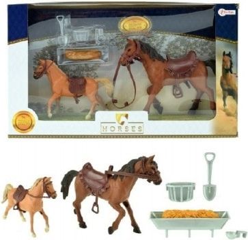 Teddies Koně 2 ks s doplňky plast v krabici 40x24x6cm - obrázek 1