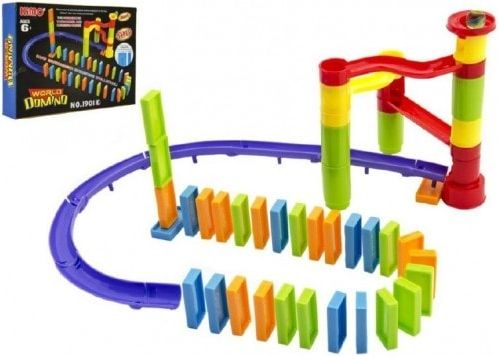Domino padající s kuličkou plast 76ks v krabice 28x20x5cm - obrázek 1