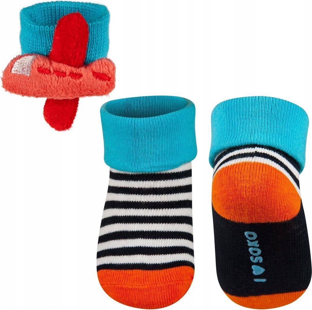 Ponožky a náramek  SOXO, pruhované, motiv letadlo Velikost: EU 11 - 14 (0 - 12 měsíců) - obrázek 1