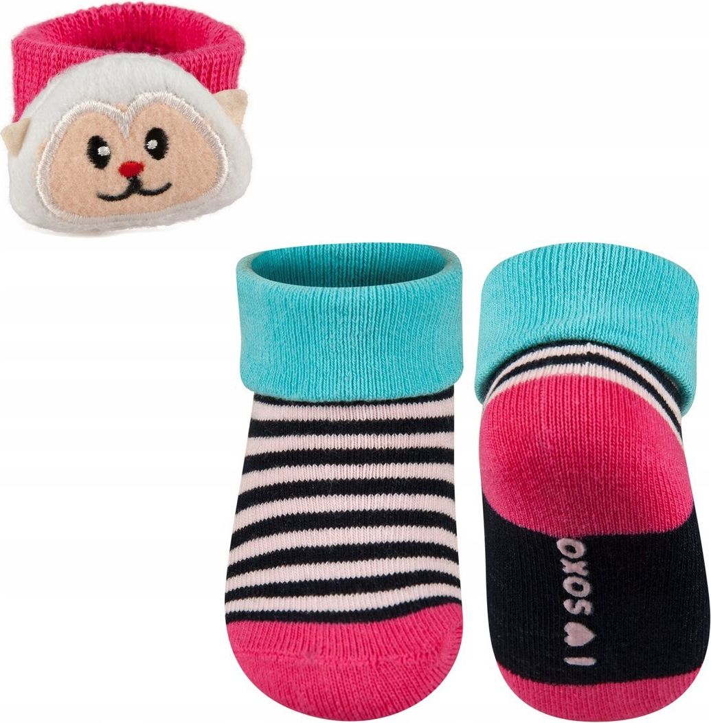 Ponožky a náramek  SOXO, pruhované, motiv opička Velikost: EU 11 - 14 (0 - 12 měsíců) - obrázek 1