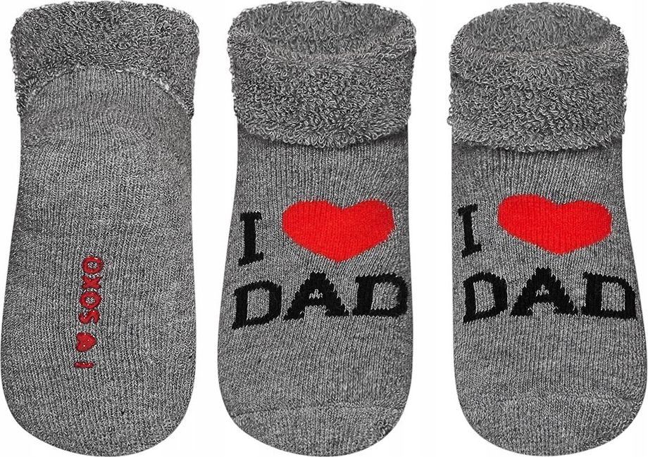 Ponožky s nápisem  SOXO, šedé, I love dad Velikost: EU 11 - 14 (0 - 12 měsíců) - obrázek 1