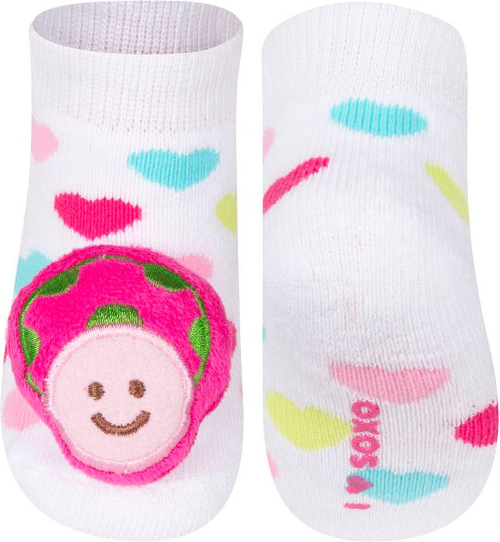 Ponožky s chrastítkem  SOXO, bílé, motiv beruška Velikost: 0 - 6 měsíců - obrázek 1