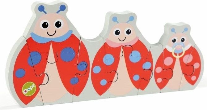 Oops Dřevěné oboustranné puzzle beruška - obrázek 1