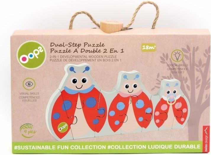 Oops Dřevěné oboustranné puzzle beruška - obrázek 5