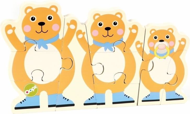 Oops Dřevěné oboustranné puzzle medvídci - obrázek 1