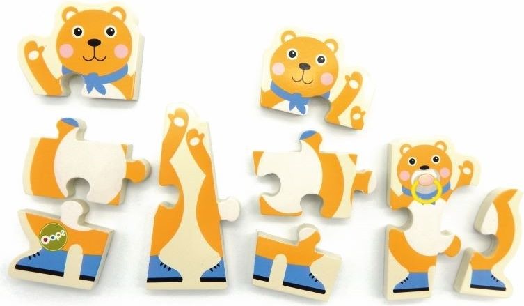 Oops Dřevěné oboustranné puzzle medvídci - obrázek 3