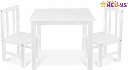 BABY NELLYS Dětský nábytek - 3 ks, stůl s židličkami - bílá, D/02 - obrázek 1