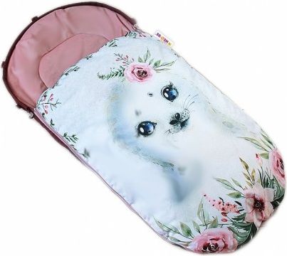 Dětský fusák Baby Nellys WINTER LUXURY velvet, 105 x 55 cm - lachtánek / pudrově růžová - obrázek 1