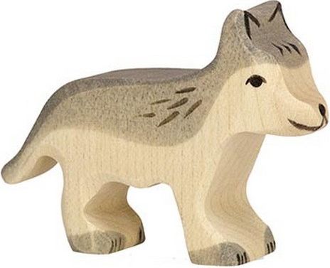 Holztiger - Dřevěné zvířátko, Vlk šedý mládě - obrázek 1