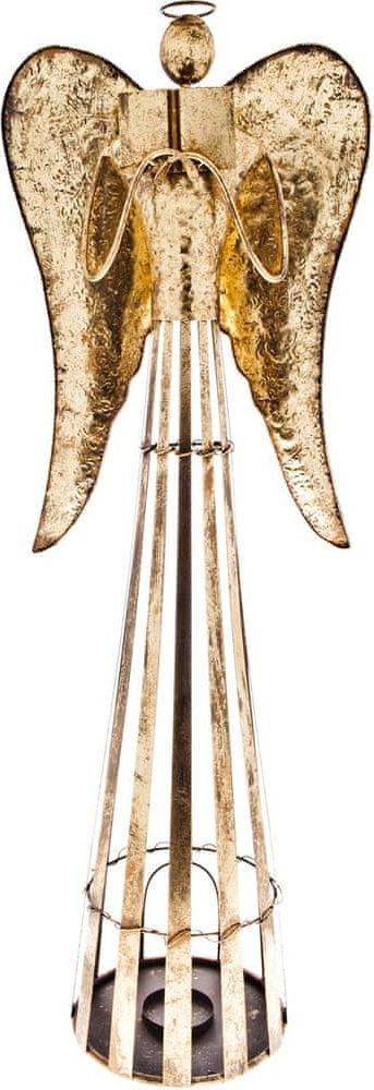 Decorium Anděl Patin s knihou, svícen plechový zlatý 100 cm - obrázek 1