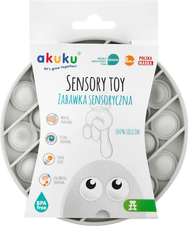 Akuku - Senzorická hračka Práskací bubliny Push Pop - kruh šedý 46885 - obrázek 3