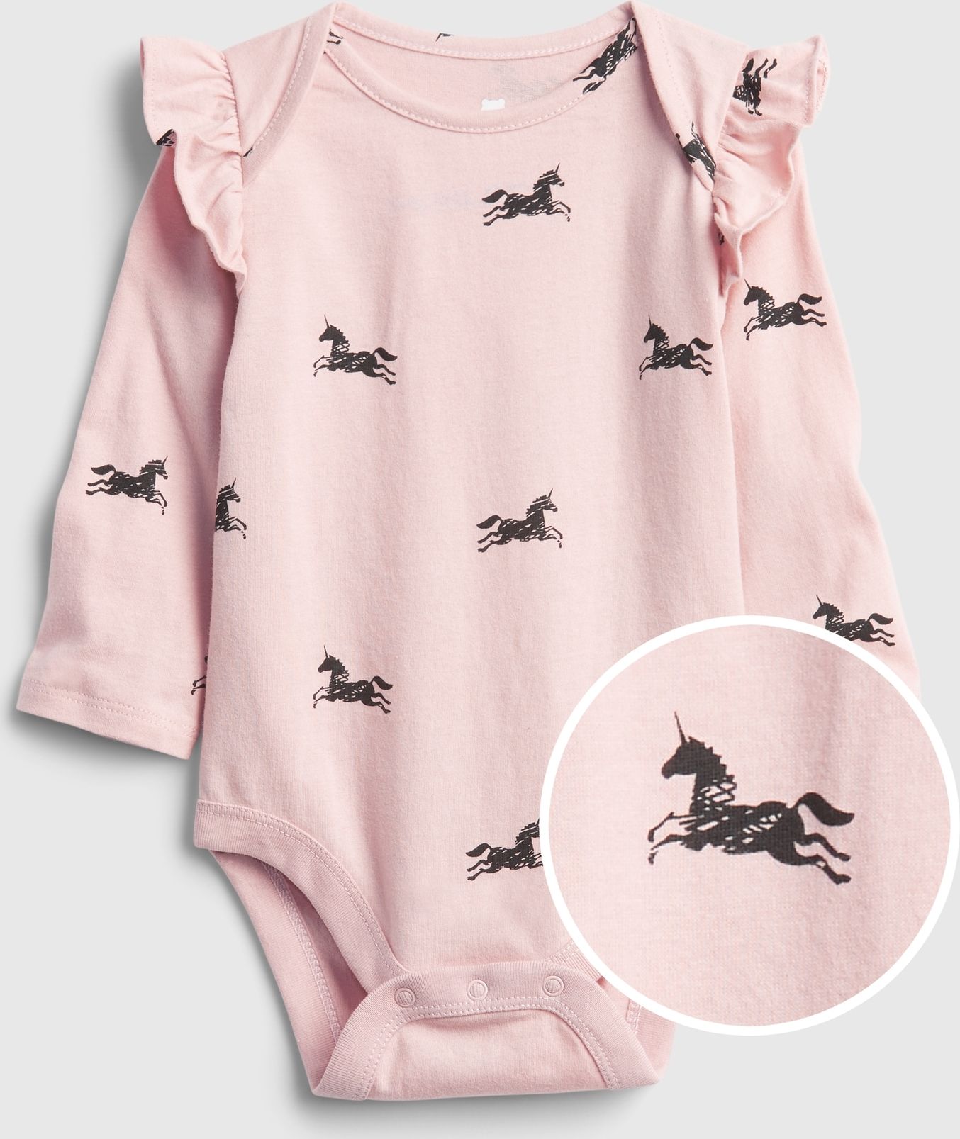 Dívky - Baby body jednorožec Růžová - 86-92 - obrázek 1